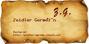 Zeidler Germán névjegykártya